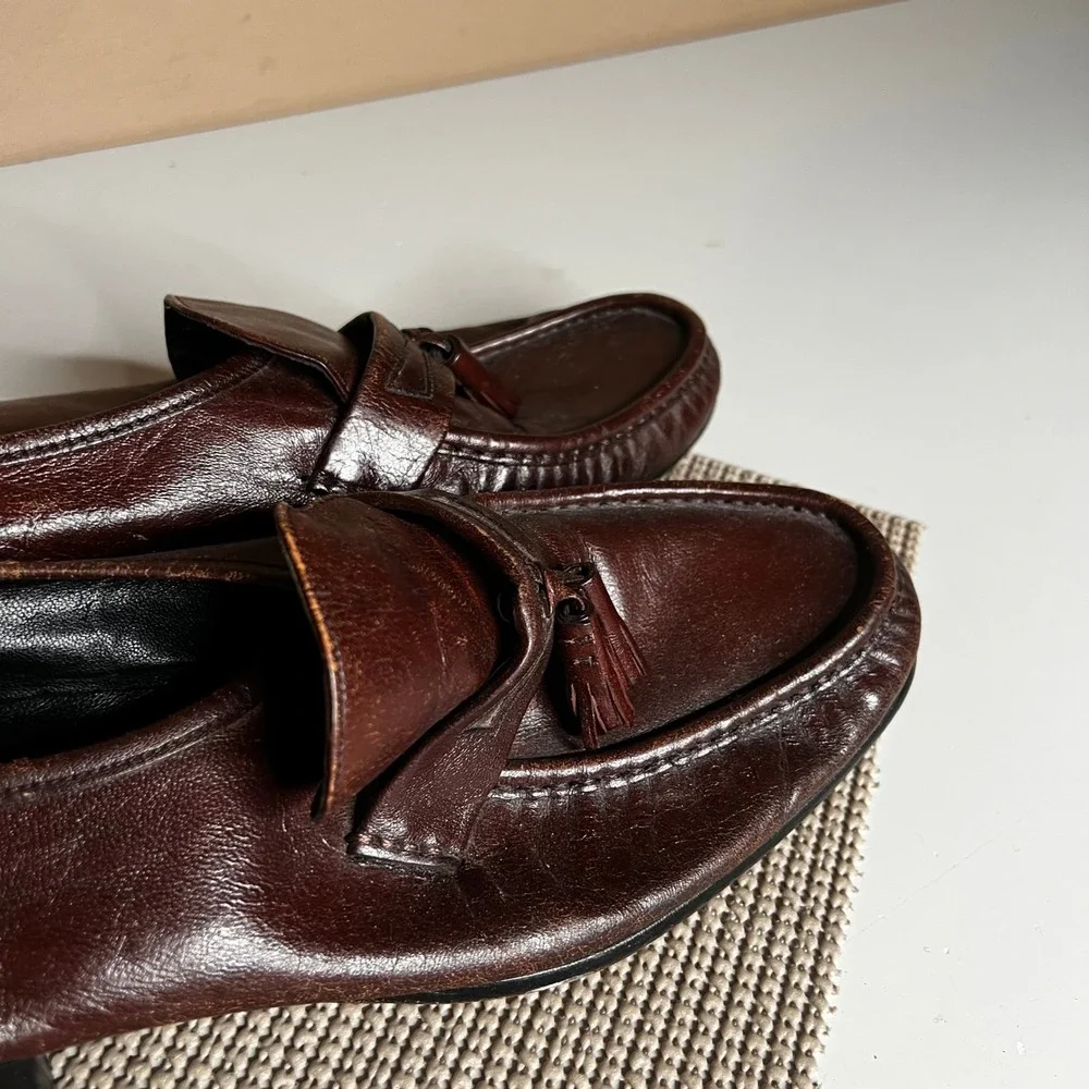 Florsheim Imperial Mens Brown Leather Tassel Loafers 11 D 40916 Dress Shoes
